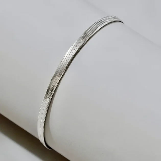 Silver Herringbone Bangle - Image 2