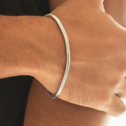 Silver Herringbone Bangle