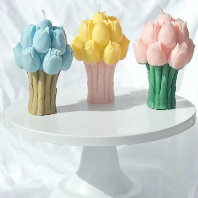 Tulip Bouquet Scented Candle 10 Cm - Image 4